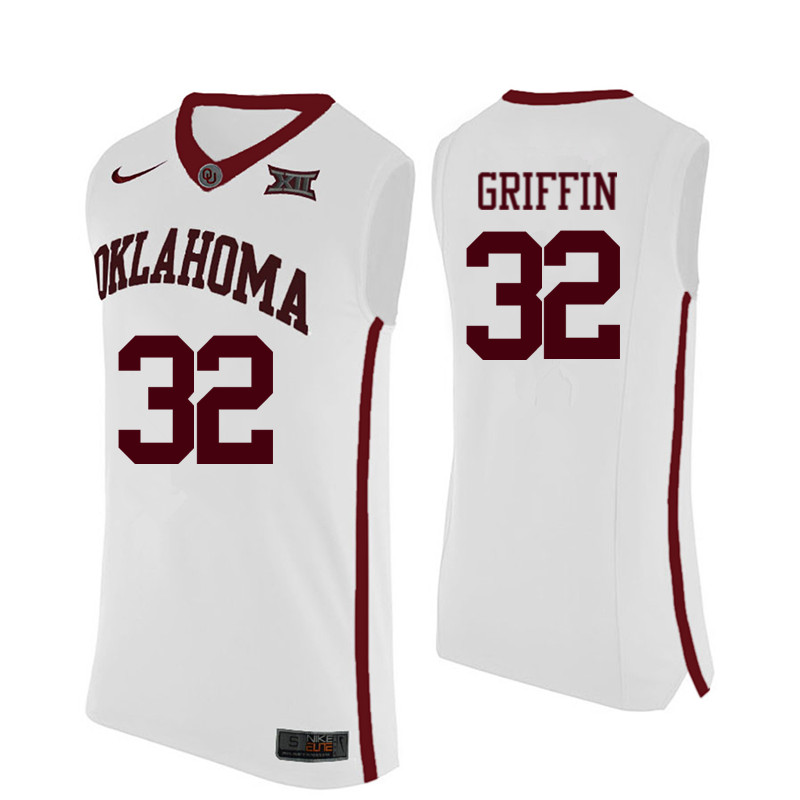 Oklahoma Sooners #32 Taylor Griffin College Basketball Jerseys-White